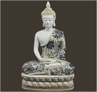 Meditations-Buddha weiss Höhe: 29 cm