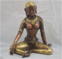 Parvati Statue Messing bicolor Höhe: 15 cm