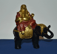 Lachender Buddha reitet auf Elefant (Figur 1) Höhe: 13,5 cm