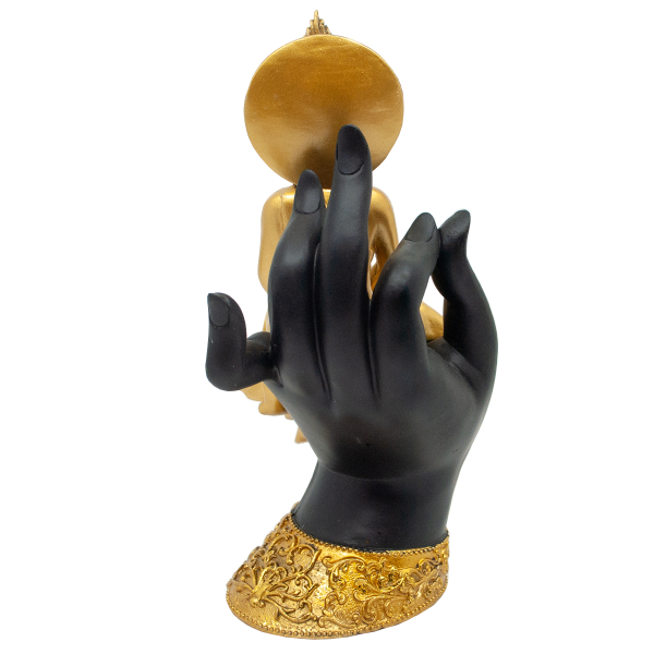 Gold-Buddha in Hand sitzend Höhe: 25 cm