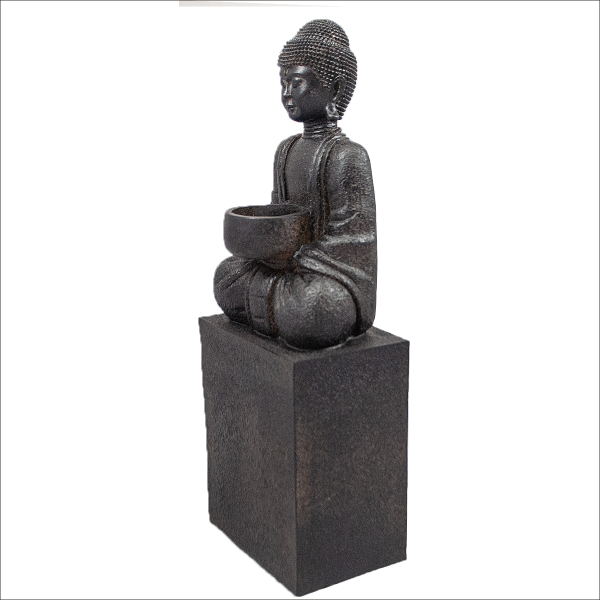 Buddha auf Sockel mit Teelicht (Figur 2) Höhe: 35 cm