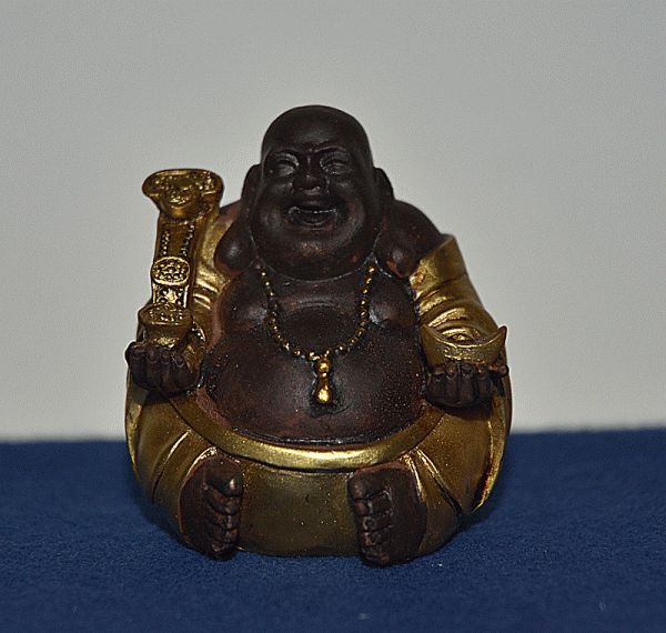 Lachender Buddha sitzend mit Topf Höhe: 4,5 cm