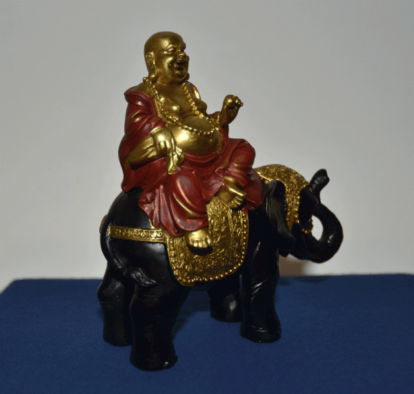 Lachender Buddha reitet auf Elefant (Figur 1) Höhe: 13,5 cm