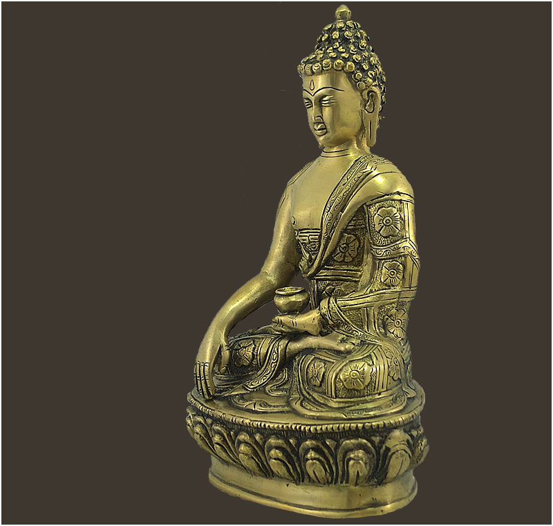 Handarbeit aus Nepal Höhe 4,3 cm Messing Mini Buddhafigur Vairocana 