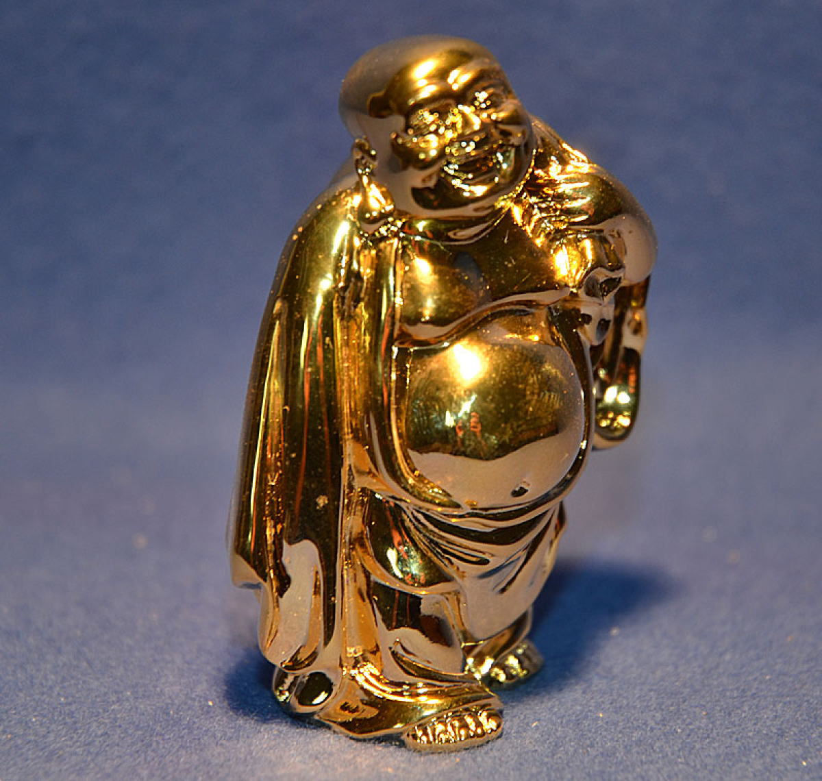 Happy-Buddha Gold glänzend Höhe: 7 cm