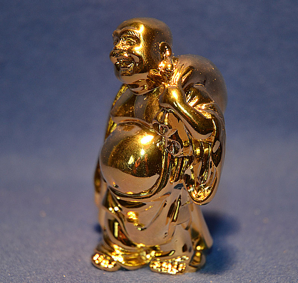 Happy-Buddha Gold glänzend Höhe: 7 cm