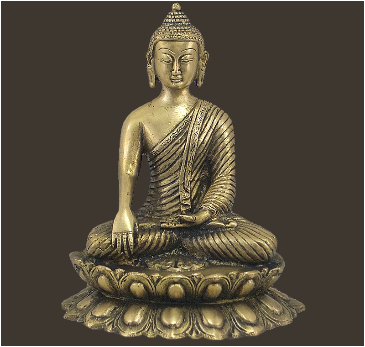 Buddha Shakyamuni auf Lotus Messing Höhe: 20 cm