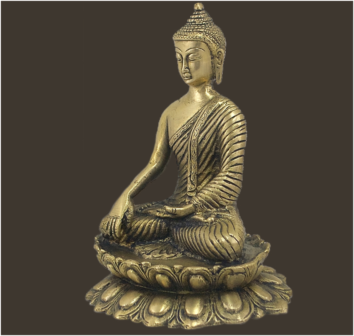 Buddha Shakyamuni auf Lotus Messing Höhe: 20 cm