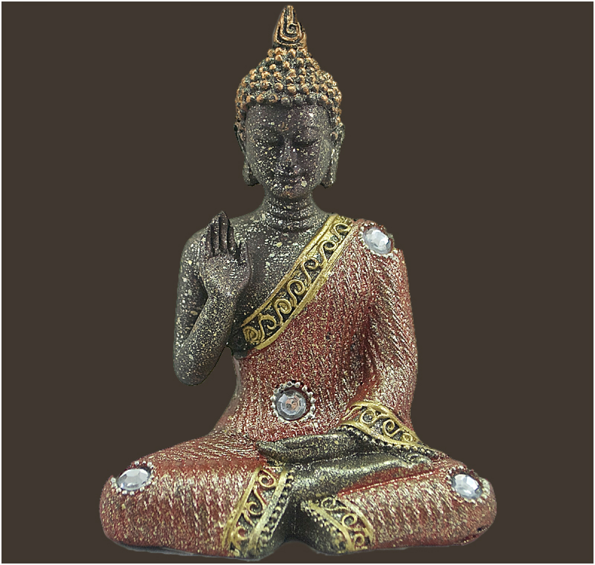 Thai Buddha schwarz/rot Höhe: 11 cm