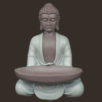 Thai-Buddha grün mit Schale Höhe: 18 cm